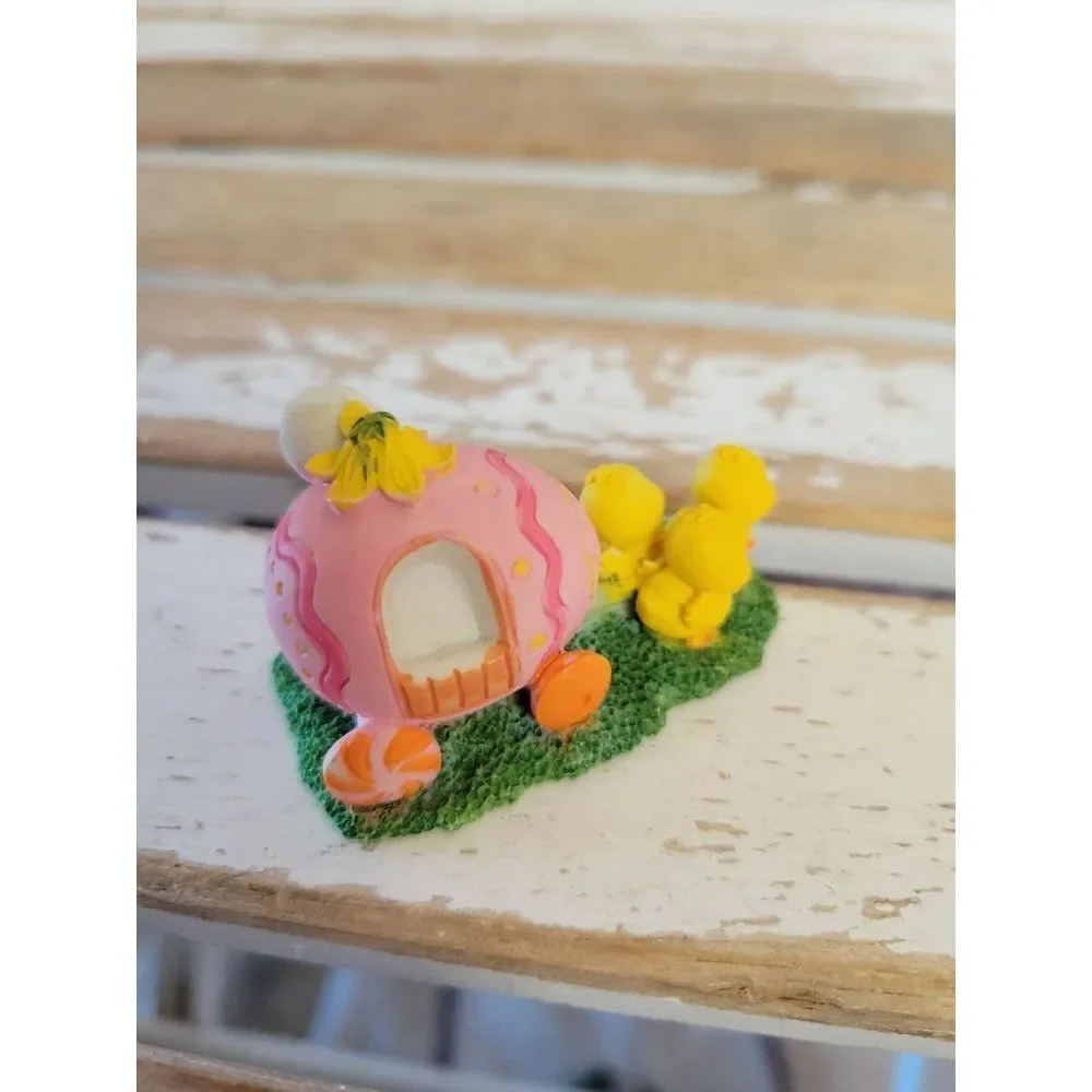 Enesco chicken Carriage bunny AS IS 1990‎ mini village spring decor